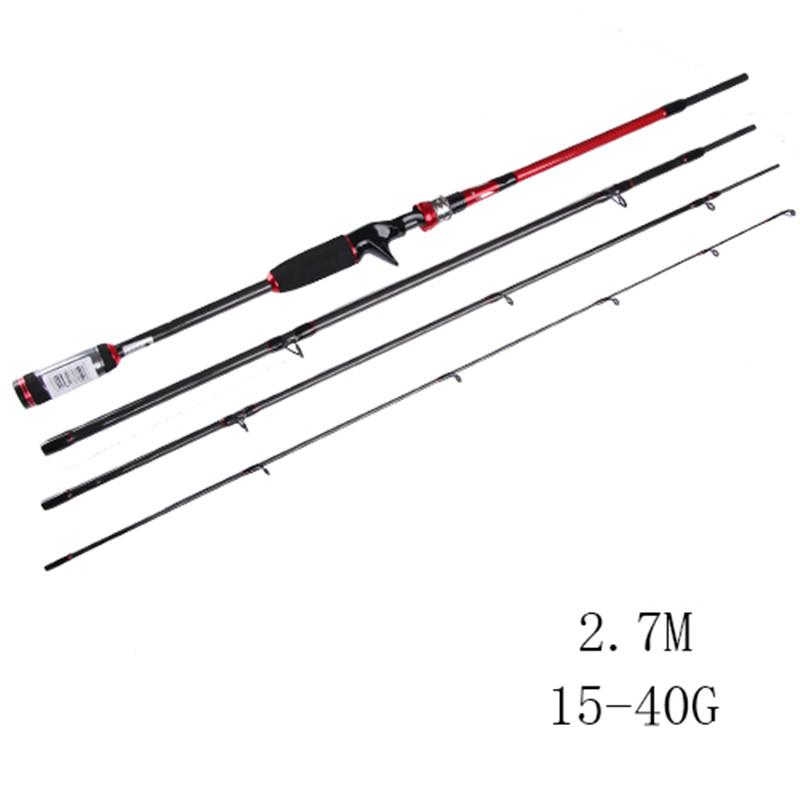 

Трехцветная вращающаяся удочка FTK Zhi99% Карбоновая сверхтвердая удочка, 4-секционная удочка Pointed 15-40g-2.7M красный