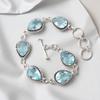 Himmelblauer Topas Edelstein 925 Sterlingsilber Schmuck Handgefertigt Damen Armband 7-9" RB-18-3