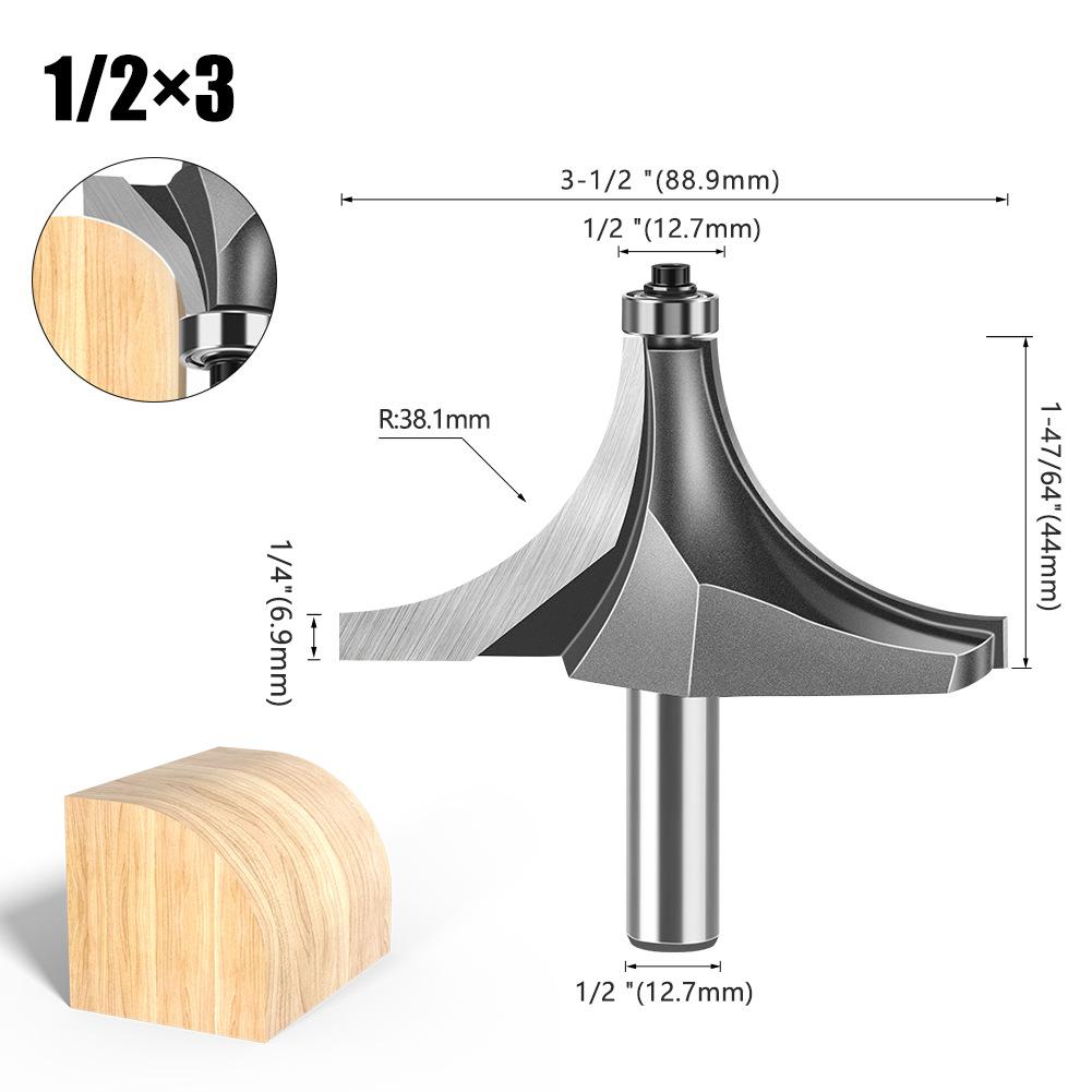 1/2 Handle Fillet Cutter Chamfering Milling Cutter, Commonly Used Fillet Cutter Preferably Tungsten Steel Alloy Fillet Cutter Trimming Machine Tool