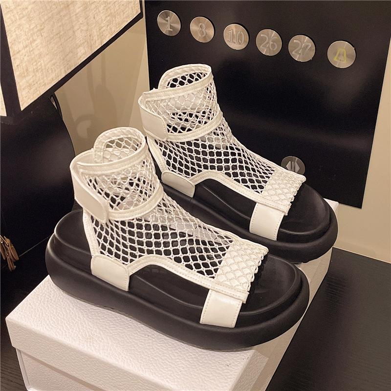 Woven Hollow Sandals Women's Summer New Small Height-increasing Muffin High-top Cool Boots
