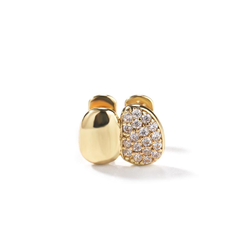 UWIN Hiphop Single Teeth Grillz Iced Out 5A CZ Bling Bling Grillz with 18K Gold Plated Jewelry
