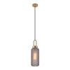 Lampe cylindrique en suspension en verre fumé mat Ø13 cm et 150 cm de cordon en tissu
