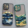 Goldene und Blaue Berge Handyhülle Für iPhone 16 15 14 Pro Max Plus 13 12 Mini 11 Pro Max 7 8 Plus SE2 XR XS X Stoßfeste Hüllen