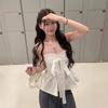 Korean Sweet One-word Shoulder Bow Strap-on Tube Top Women's Summer Design Waist Versatile and Thin Top