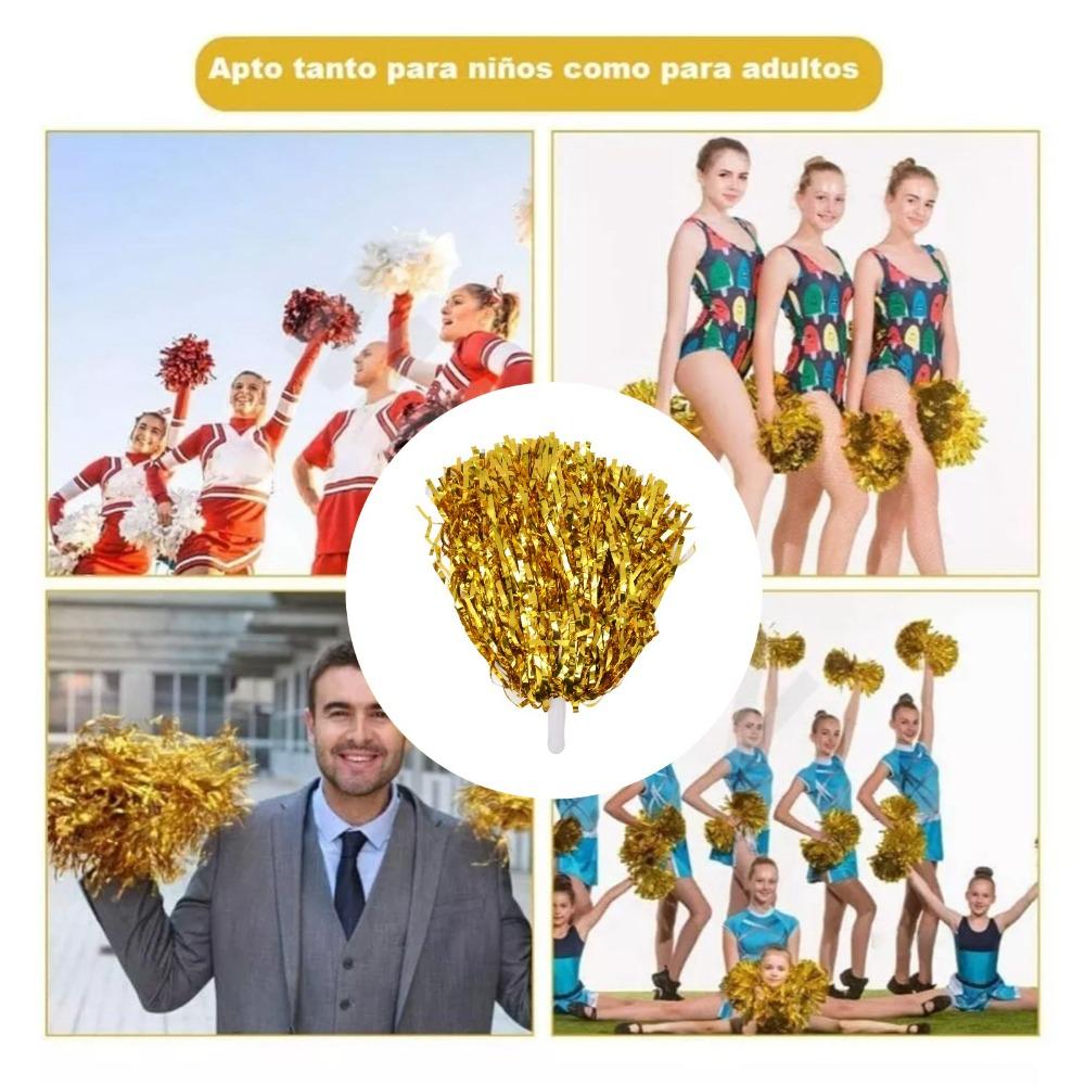 20PCS Metallic Foil Cheerleading Pom Poms PET Sports Team Pom Poms For Stage Show