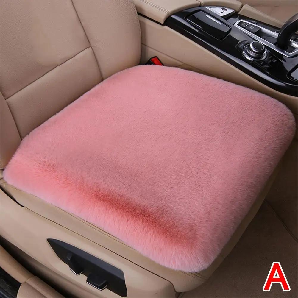 Car Seat Cushion Driver Seat Cushion Winter Warm Fluffy Cover Thick Pad Car Interior Wool Chair Seat Plush Accessories Home Q1R1