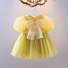 Summer Baby Girl Chiffon Mesh Bow Princess Dress Stylish Toddler Infant Party Outfit Fashionable Elegant Clothing For Kids