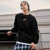 Li Ning Sports Lifestyle Series Fleece Pullover Round Neck Back Pattern Printed Long Sleeve Early Autumn Sweatshirt Unisex Sweatshirt Black AWDU925-3