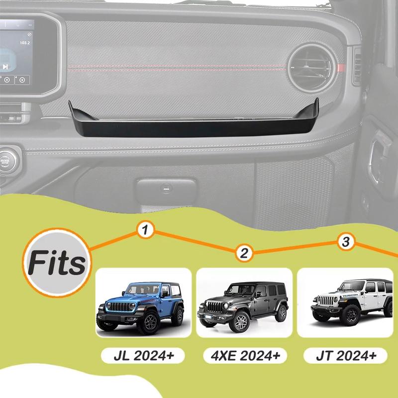 Front Passenger Grab Handle Tray Organizer Box for Jeep Wrangler JL 4XE Gladiator JT 2024-2026 Inner Storage Tidying Accessories