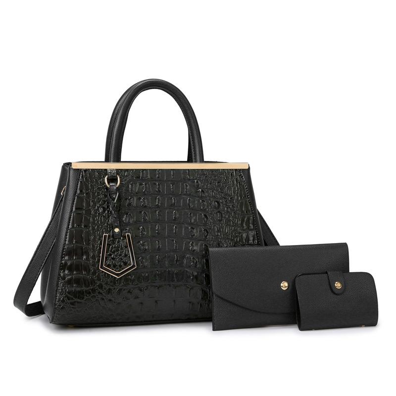 Crocodile Pattern Portable Tote Bag Women's Bag New Fashionable Large-capacity Shoulder Bag Light Luxury Texture Three-piece Messenger Bag