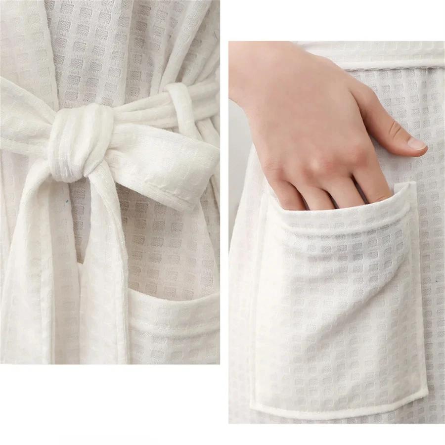 Yazlık Waffle Çift Bornozu Kimono Havlu Bornoz Erkek Sabahlık V yaka Ev Duş Bornozları Kadın Pijama Aşık Giysileri