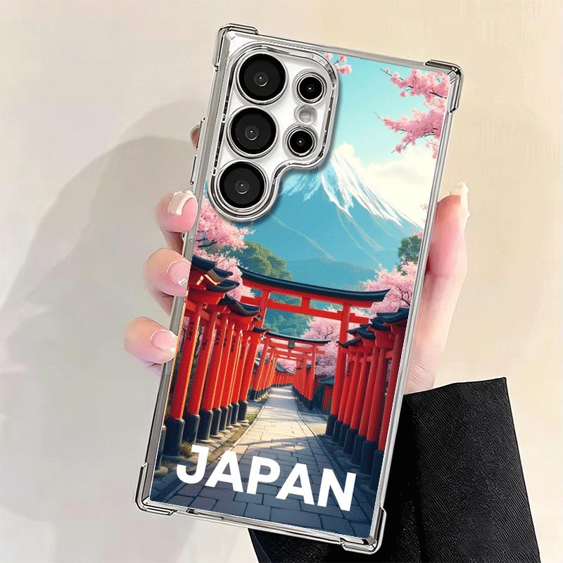 Osaka Tokyo Japan Scenery Plating Phone Case For Samsung Galaxy S24 S25 FE S26 Edge S23 Ultra S22 S21 Plus S20 Anti-Fall Airabag