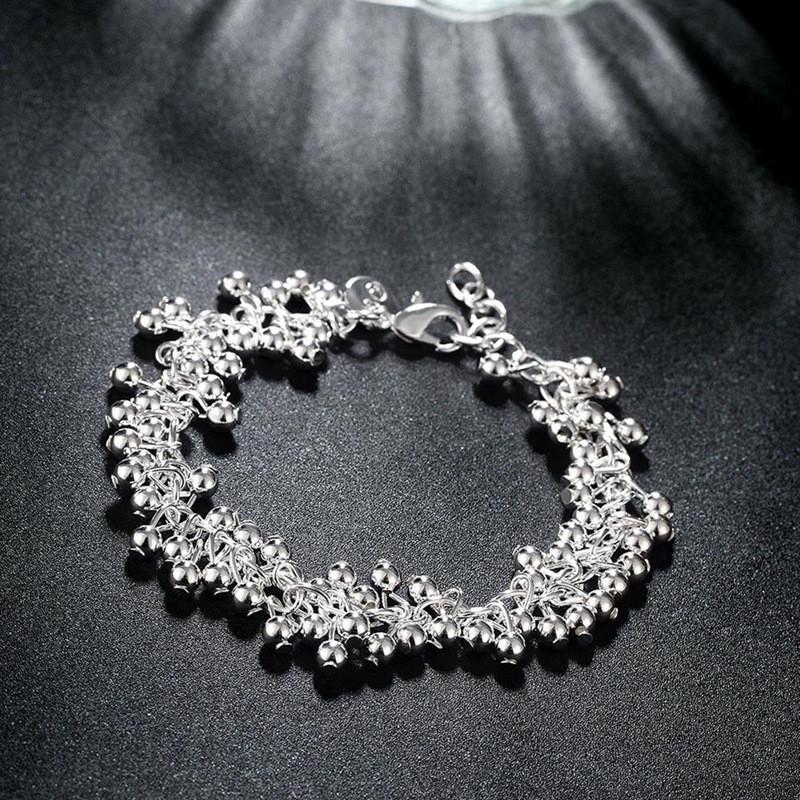925 Sterling Silver Náramky Přívěsky Korálkový Řetízek Móda Roztomilé Pěkné Ženy Hrozny Náramek Svatební Šperky