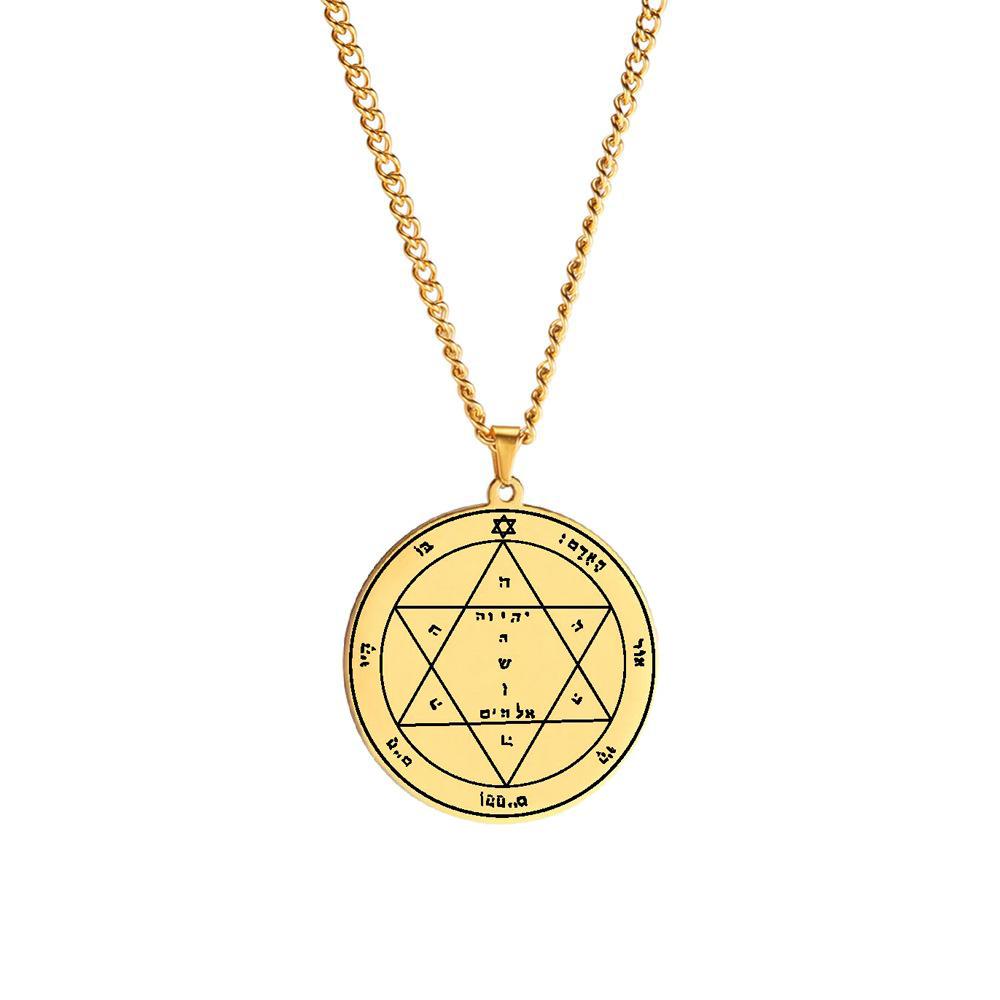 Přívěsek Šalamounova pečeť Jupiter Mars Merkur Měsíc Saturn Slunce Hvězda Amulet Náhrdelník