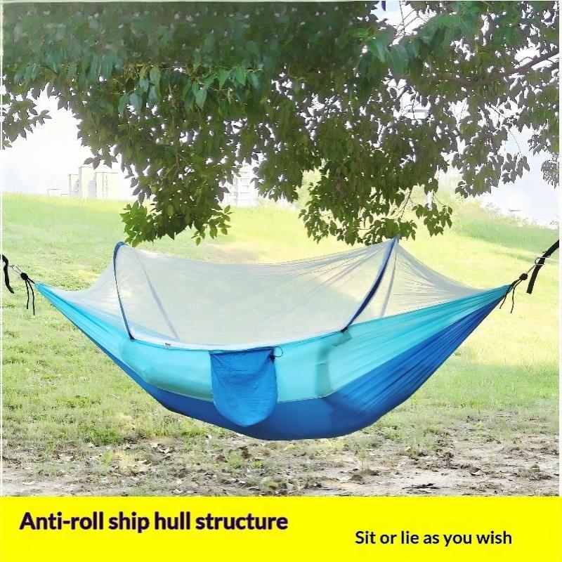 2-In-1 Camping Hammock with Mosquito Net Automatic All Season Suitable Portable Outdoor Hanging Bed for Camping Travel
