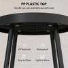 49.5 Cm Round Garden Table, Small Outdoor Coffee Side Table with Plastic Tray-Style Top, Metal Legs, Black