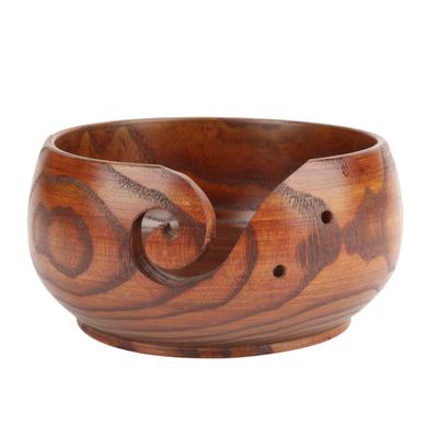 Bol din lemn natural lucrat manual pentru tricotat, croșetat, decor pentru casă (Diametru mic)