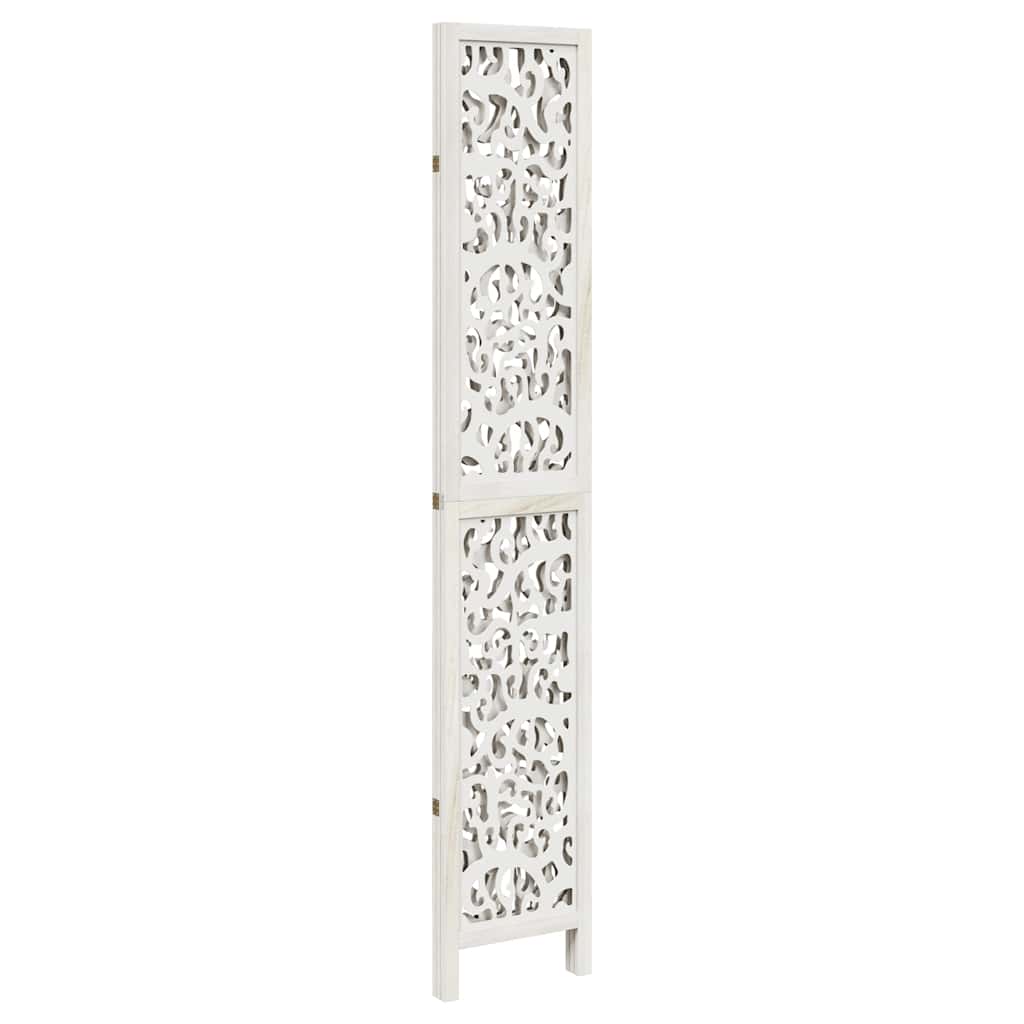 3 Piece Room Divider White Solid Paulownia Wood