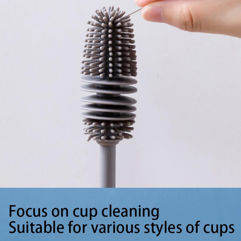 Silicone Cup Brush Milk Bottle Cleaning Brush Long Handle Water Bottles Cleaner Glass Cup Cleaning Brush Kitchen Cleaning Tools