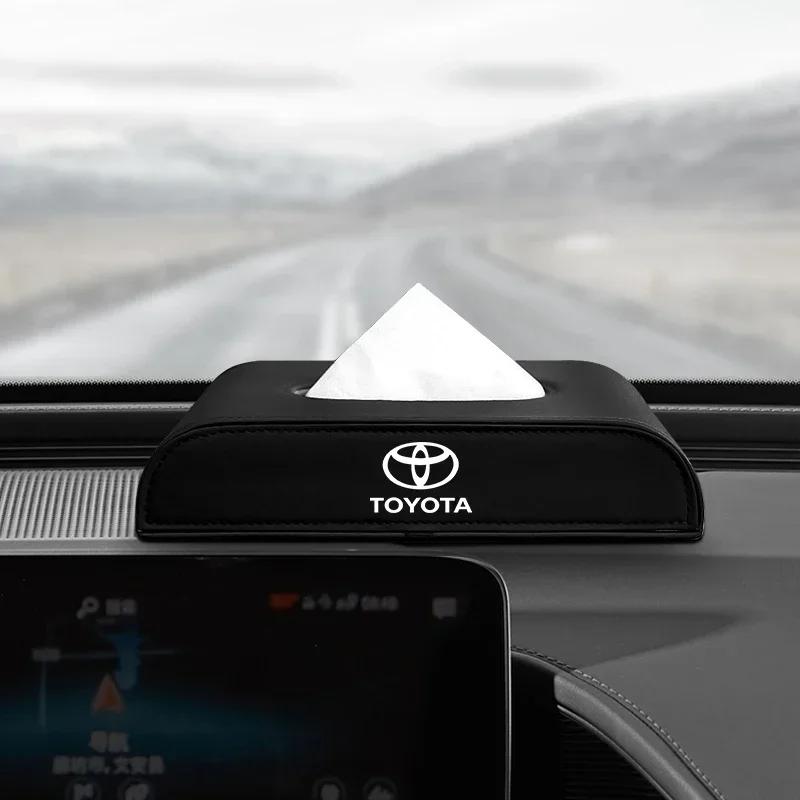 1pcs Car Tissue Box Holder Armrest Box Storage Case Emblem for Toyota TRD Corolla Camry Rav4 Yaris Hilux Prius Auris Car Accessories