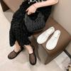 2025 New Summer Mesh Shoes Women's High-end Sense Round Head Breathable Bag Head Half Slippers One Word with Flat Sandals Women