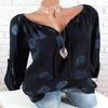 Elegant Women Summer Fashion Long Sleeve Blouse V-neck Stylish Dot Printed Shirts Tops