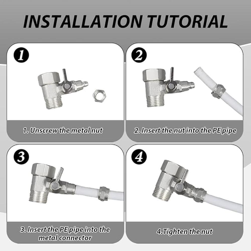 1PC RO Feed Water Adapter 1/2" to 1/4" With Shut-Off Ball Valve Faucet Tap Feed Reverse Osmosis Tee B Cold Hot Water Tube