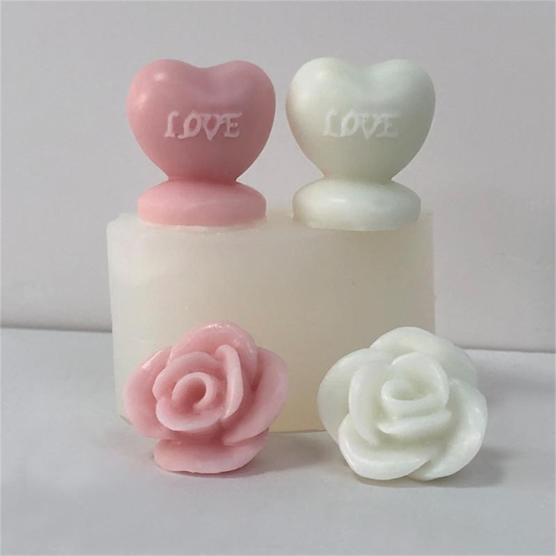 Heart Shaped Candle Silicone Mold for Making Candle Soap Plaster Ornemant Resin Craft, Rose Candle Silicone Molds