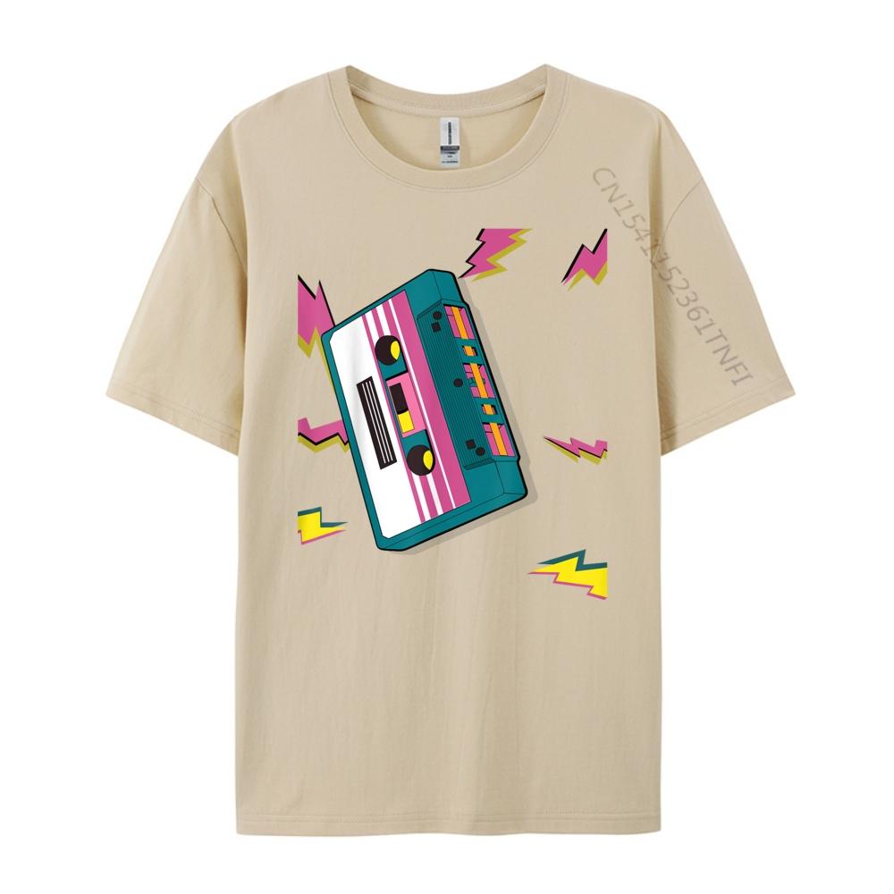 Vintage Cassette Tape In 80s 90s Neon Style T Shirts For Men Autumn TShirt Mens Tshirts Creative Camiseta