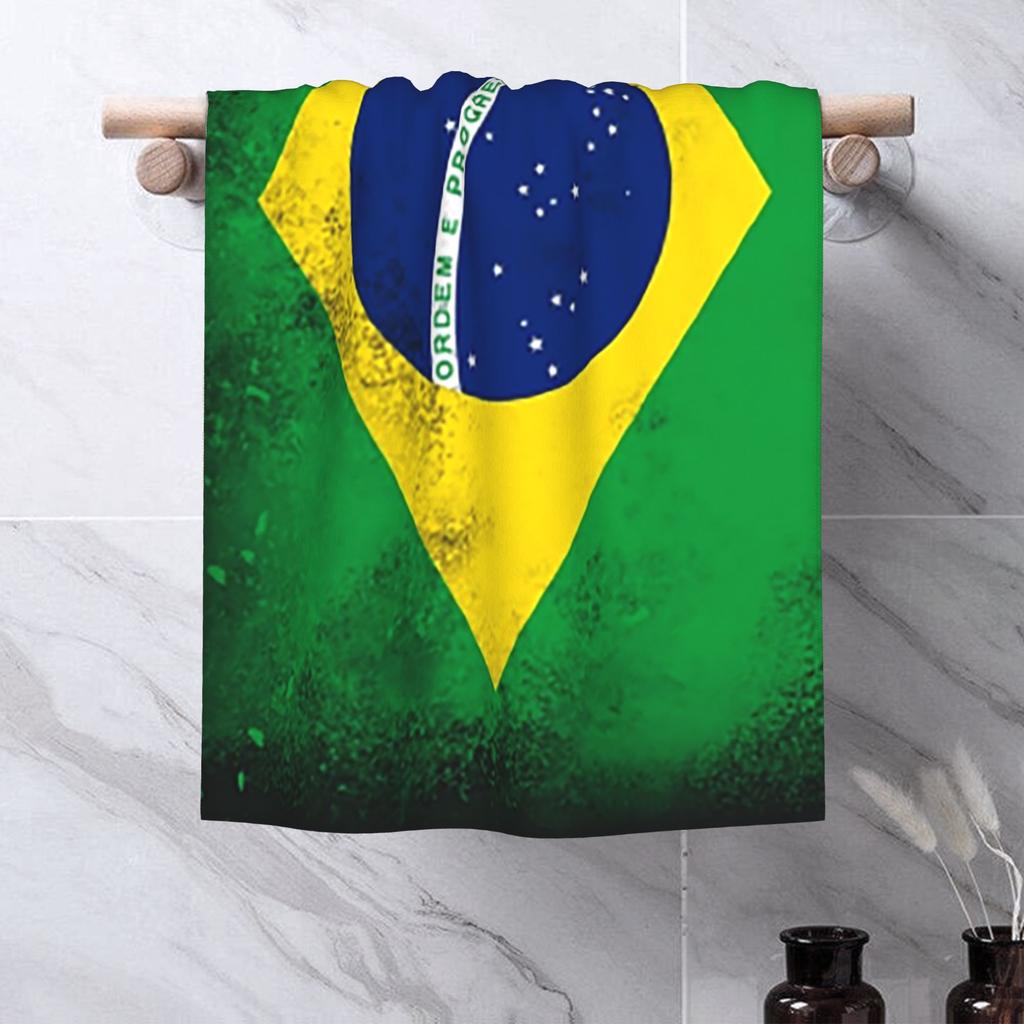 Brasilien Fahne Weiches Gesichtstuch Schnelltrocknend Pool Bad Baumwolltücher Saugfähig