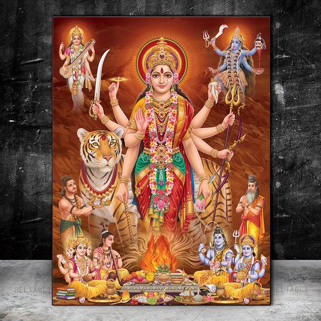Índia hindu ouro ganesha templo elefante deus pintura em tela hinduísmo cartazes impressões religião arte da parede sala de estar decoração da parede