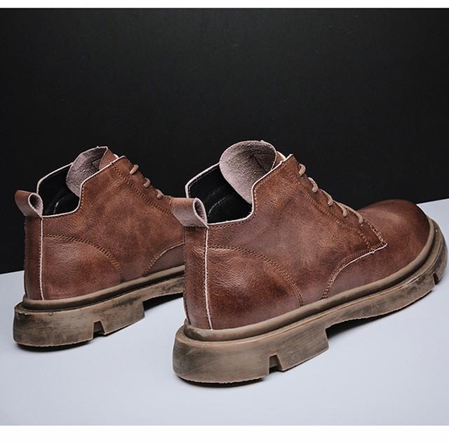 New Classic Comfortable Round Head Men's Fashion Work Shoes Breathable Lace-up Solid High Quality Wear Resistant Short Boots