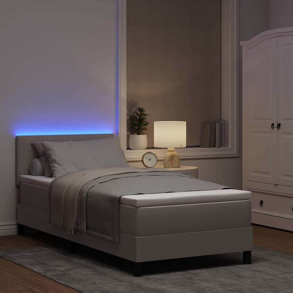 Boxspring bed with LED light strips Taupe 100 x 200 cm Fabric