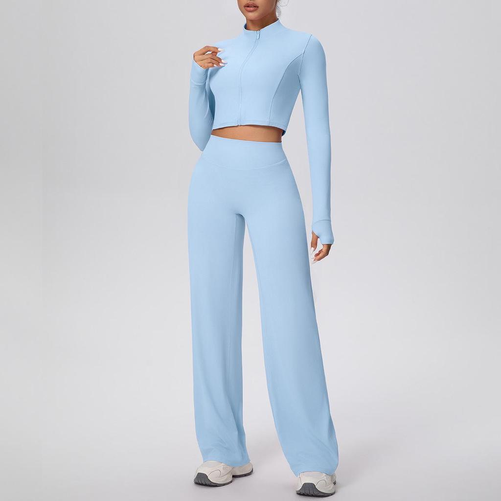 Women's Cross-border Fleece Sports Jacket & Loose Pants Set for Running, Fitness, and Yoga