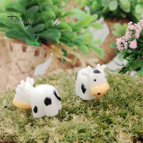 40 Stück Harz-Kuh-Miniaturfiguren, lebendiges Aussehen, Mini-Kuh-Statuen, niedliche Garten-Kuh-Ornamente, Tiere, Modell, Feengarten-Miniatur