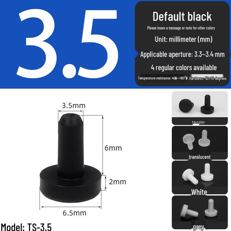 Black High-Temperature Resistant T-Shaped Silicone Stopper - Round Hole Rubber Gasket & Shock-Absorbing Blind Plug