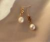 Design Inspiration Natural Strong Light Freshwater Baroque Pearl Earrings, Silver Needle Plated 14K Gold Chain Stud Earrings Women