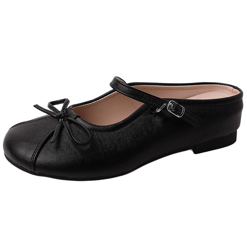 Fashion French splicing versatile bag head half slippers women's summer wear 2025 new summer with skirt cool slippers