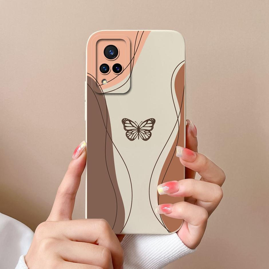 Phone Case For VIVO V21 4G 5G Cute Sweet Girls Cartoons High-quality Liquid Silicone Coque For VIVO V21 4G 5G New Design Funda