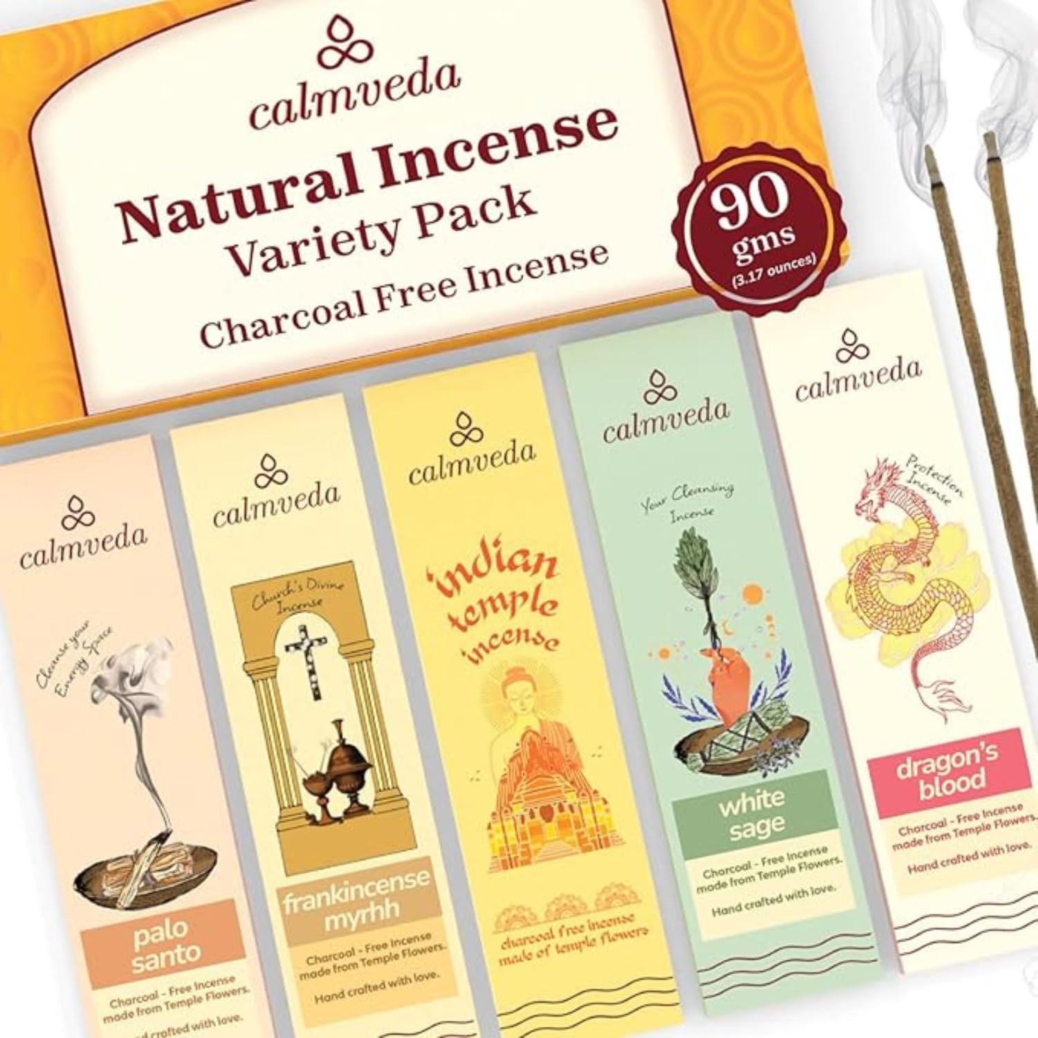 Natural Incense Sticks Variety Pack - 5 Variants