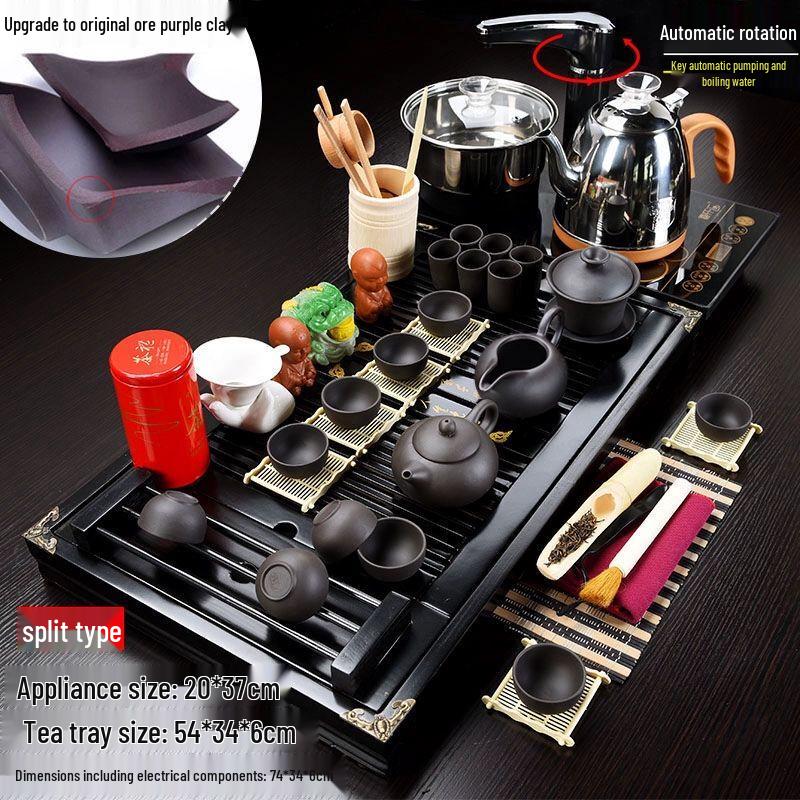 Automatic Chinese Kung Fu Tea Set with Wooden Tray and Kettle