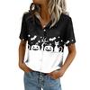 Women's Casual Short Sleeve Button Down Shirt with Pocket for Independence Day