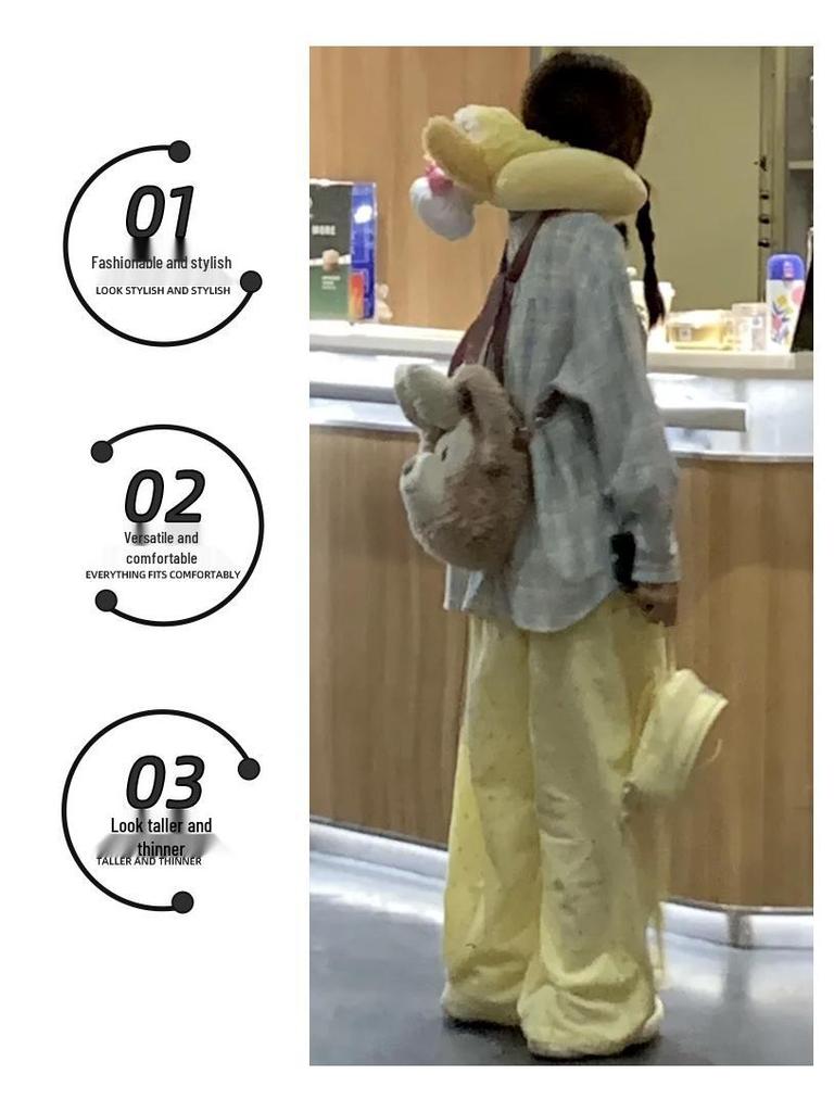 Dopamine Polka Dot Wide-Leg Pants - Women's Spring/Autumn 2025: New High-Waisted, Slimming, Draped, Casual Yamamoto Style