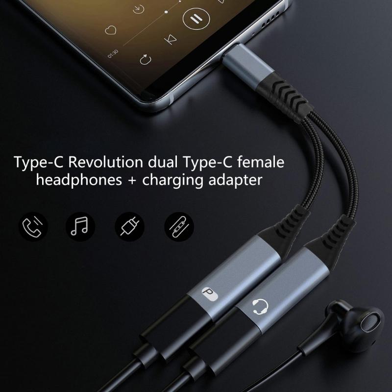 Two Port USB C To USB A OTG Cable 18W Fast Charging Braided Design Compatibles Multiple Devices