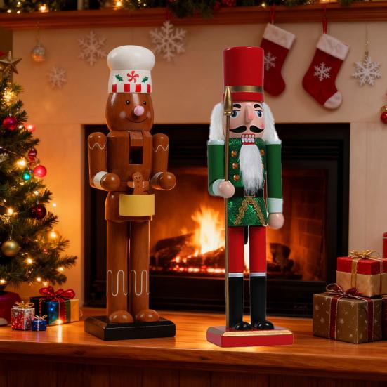 Weihnachts-Nussknacker-Ornament Großer Holzsoldaten-Nussknacker Figur für Weihnachtsbaum Haustür Hoteldekoration