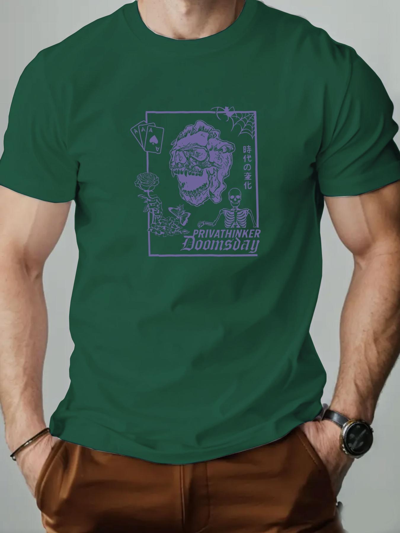 

Mens Cotton TShirt Skull Summer Round Neck Short Sleeve Graphic Breathable Fashion Casual TShirt 3XL