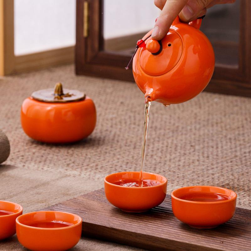 Wedding Red Festive Gifts, Tea Set Gift Box, Household Ceramics, a Pot of Four Cups, Birthday Gift Accompaniment