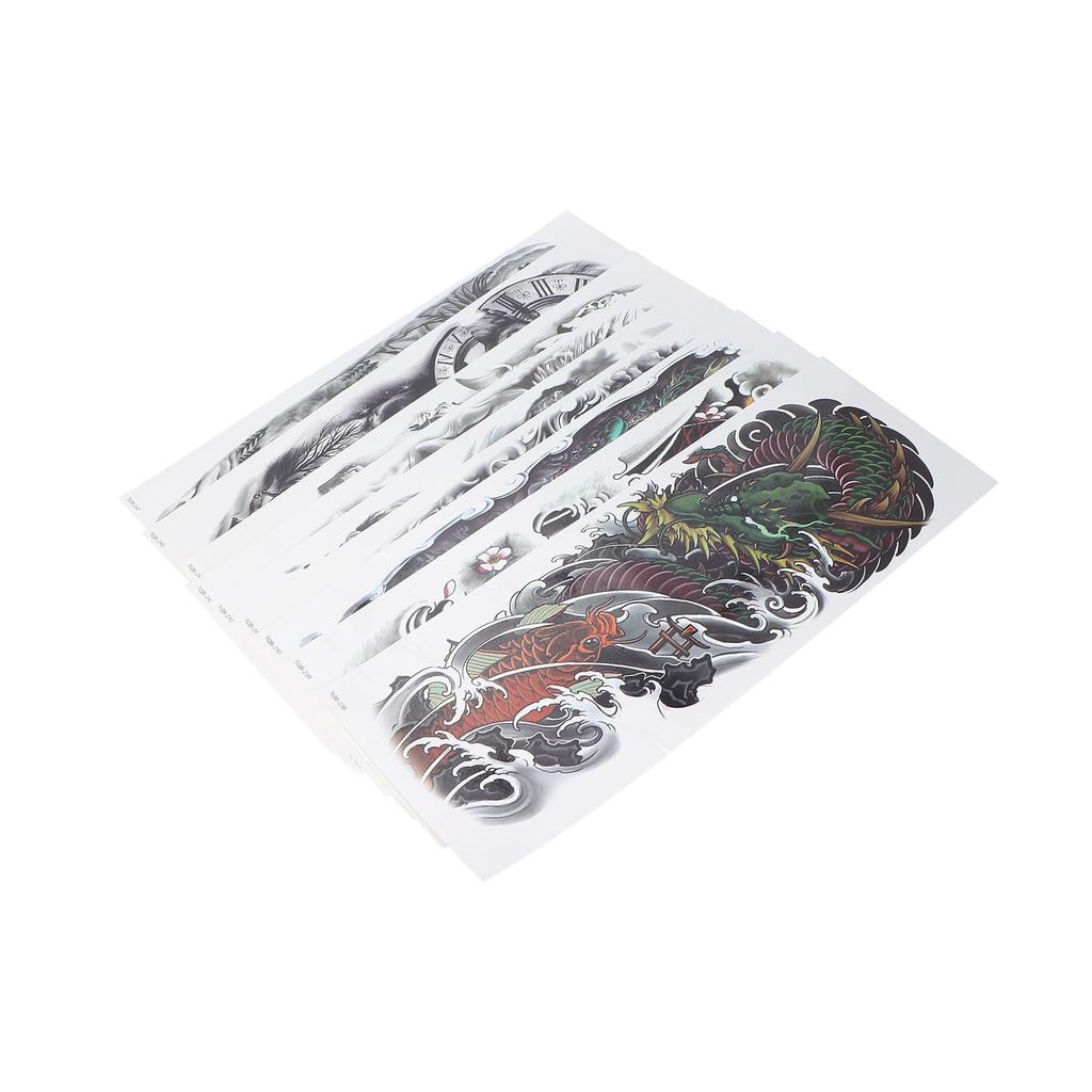 9 szt. Wodoodporne tymczasowe naklejki na tatuaż na całe ramię, długotrwałe, z dużym wzorem