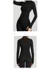 Stand-Collar Slim-Fit Fingerless Yoga Jacket - Long-Sleeve, Elastic, Zippered Running Wear