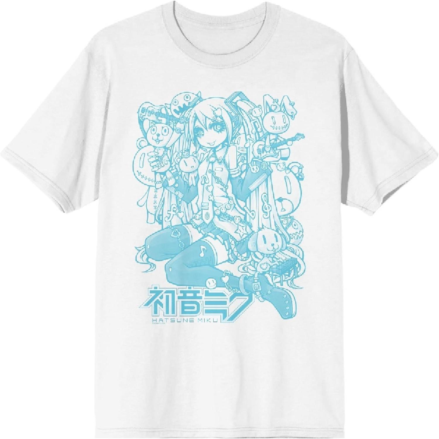 Хатсуне Мику Лайн-арт Белая футболка для взрослых S